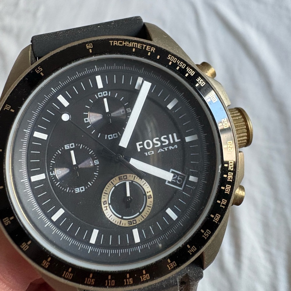 Fossil Black and Gold Tachymeter Watch